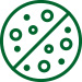 Circular green icon depicting mould particles