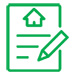 A simple graphic of a document with a house icon and a pencil, symbolizing real estate contracts and important paperwork.